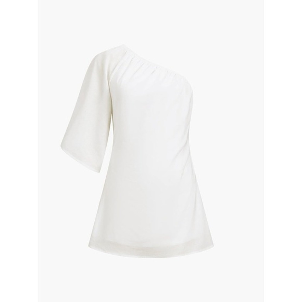 Commense Aegean Cotton Linen One Sleeve Short Dress white size L - Picture 10 of 11